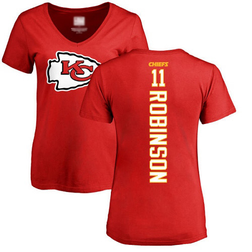 Women Football Kansas City Chiefs #11 Robinson Demarcus Red Backer T-Shirt